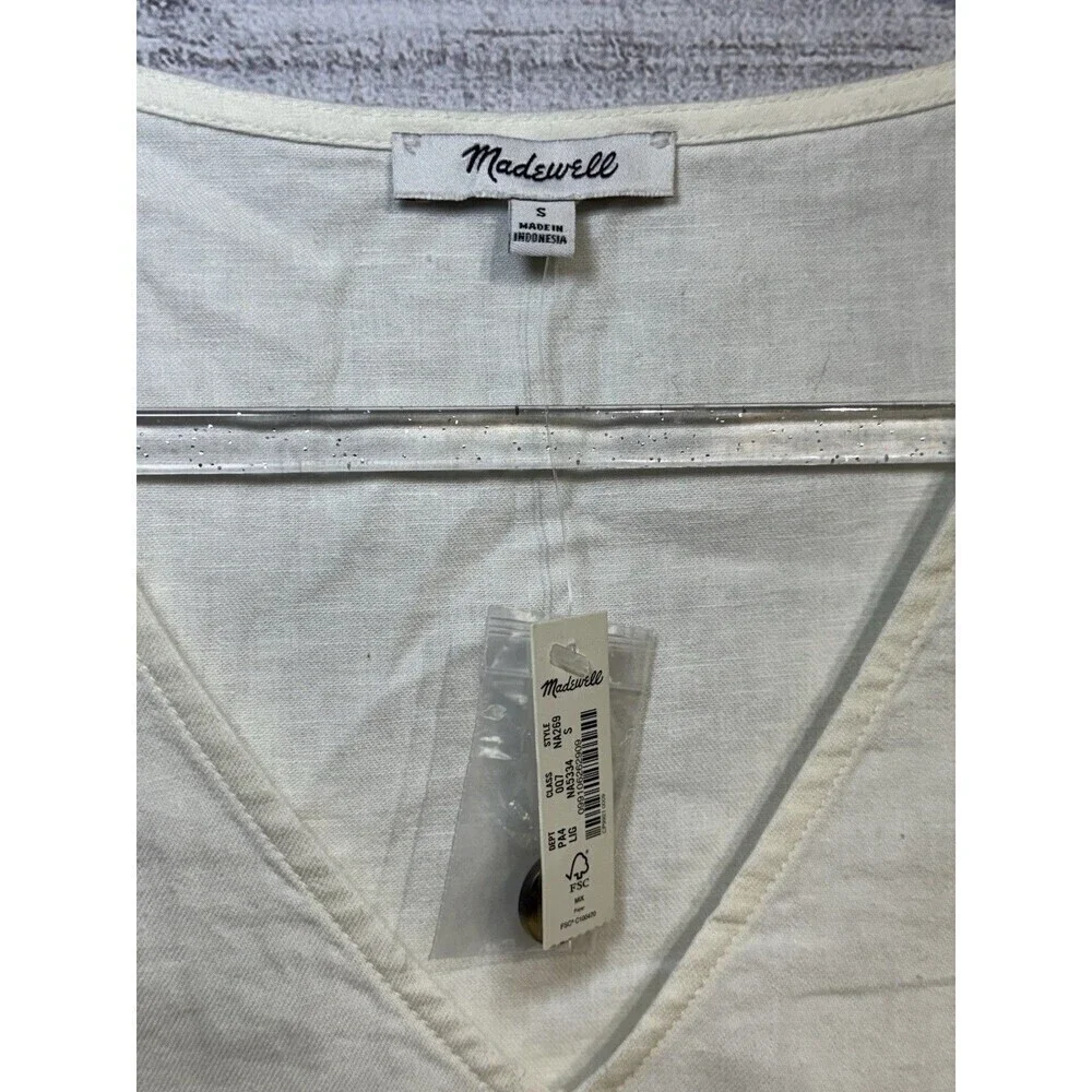 Madewell Linen Blend Cream Dress Size SMALL NWT